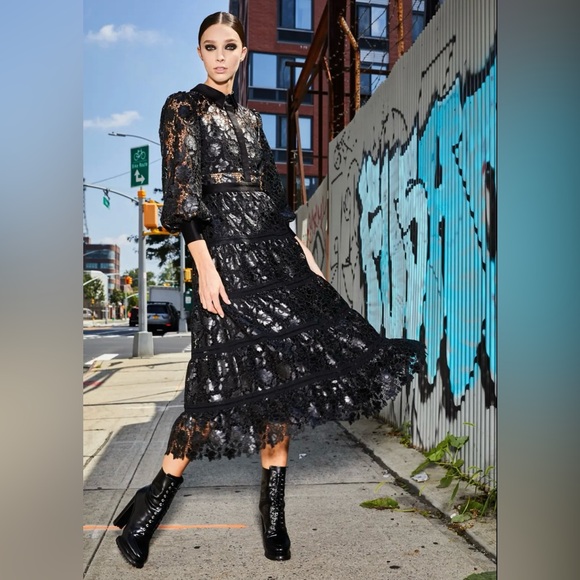 Alice+Olivia◇Anaya Lace Midi Shirtdress2